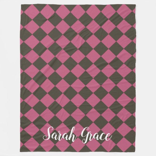 Farbenfrohe Schachbretter - Choco Cherry Fleecedecke (Vorderseite)