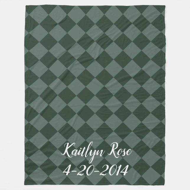 Farbenfrohe Schachbretter - Waldgrün Fleecedecke (Vorderseite)