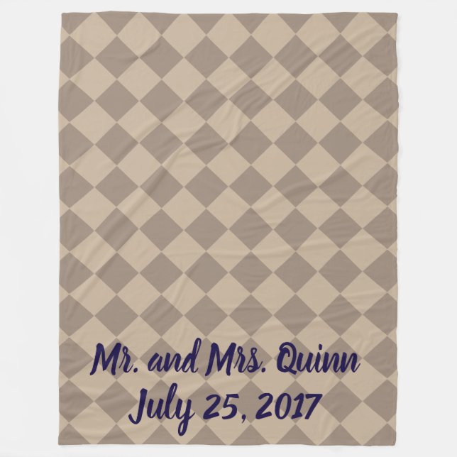 Farbenfrohe Schachbretts - trübe Beige Fleecedecke (Vorderseite)