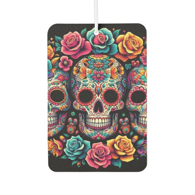 Farbenfrohe Schädel Luftfrischer! Autolufterfrischer (Vorderseite)