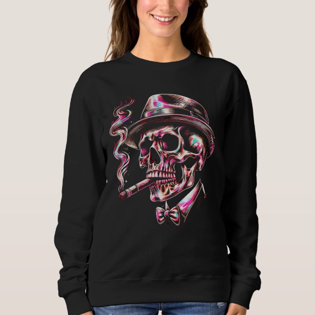 Farbenfrohe Schädelkrone Kunst Sweatshirt (Vorderseite)