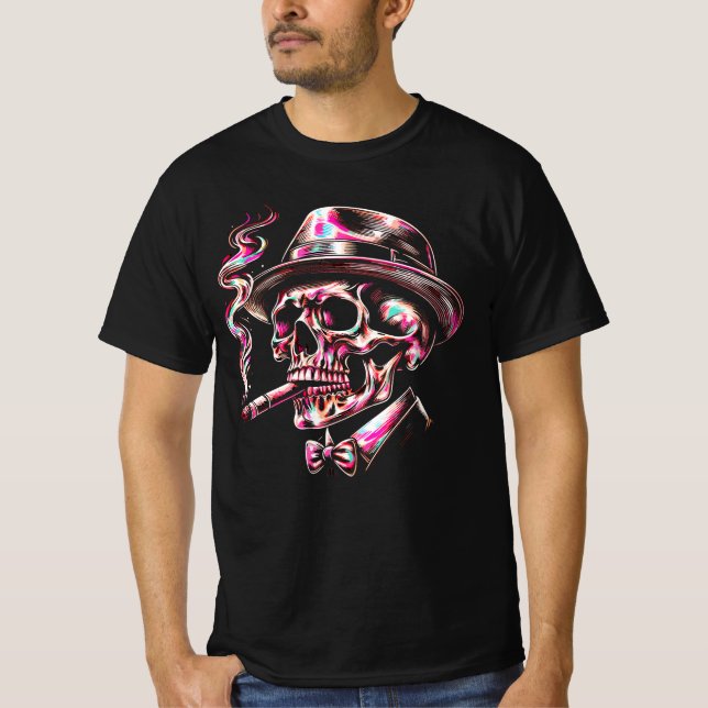 Farbenfrohe Schädelkrone Kunst T-Shirt (Vorderseite)