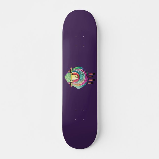 Farbenfrohe Schaf-Illustration Skateboard (Vorne)