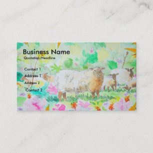 Farbenfrohe Schaf- und Blumengarten Business Cards Visitenkarte