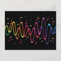 Farbenfrohe Schallwellen Musik Noten Postcard