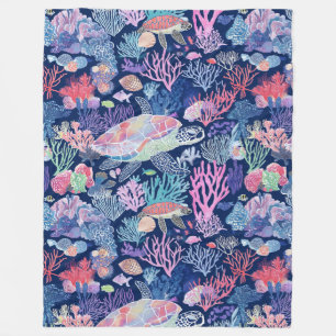 Farbenfrohe Schildkröte Fleecedecke