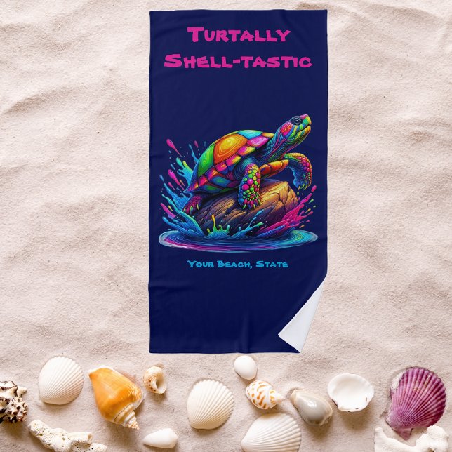 Farbenfrohe Schildkröte Strandtuch (Soak up the sun in bold, vibrant style with our Colorful Turtle Splash Beach Towel)
