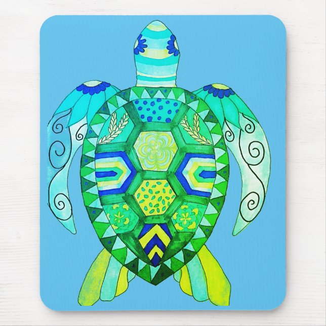 Farbenfrohe Schildkröte zeichnend Mousepad (Vorne)