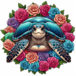 Farbenfrohe SchildkrötenIllustration umgeben von R Freistehende Fotoskulptur<br><div class="desc">eine atemberaubende Abbildung mit einer lebhaften Schildkröte,  die in anmutiger Weise inmitten eines Bouquets von Rose eingebettet ist. Dieses faszinierende Kunstwerk zeigt nicht nur die zarte Schönheit der Natur,  sondern symbolisiert auch die Harmonie zwischen der Standhaftigkeit der Schildkröte und der kurzlebigen Eleganz der Rose.</div>