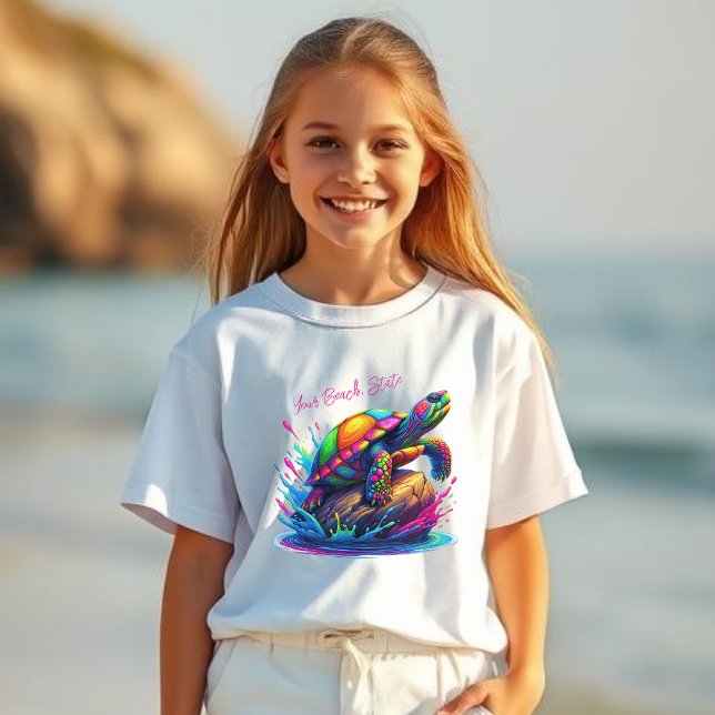 Farbenfrohe Schildkrötenplash-Fisherman Core T-Shirt (Colorful Turtle Splash-Fisherman Core-Dopamine Dressing-Kids T shirt)