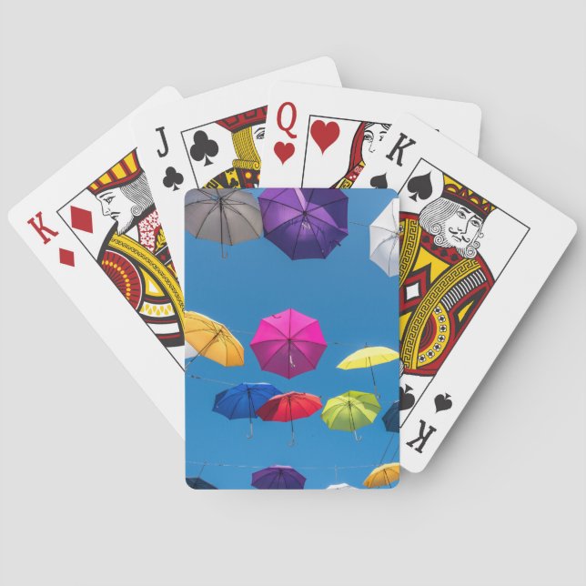 Farbenfrohe Schirme Poker Spielkarten (Rückseite)