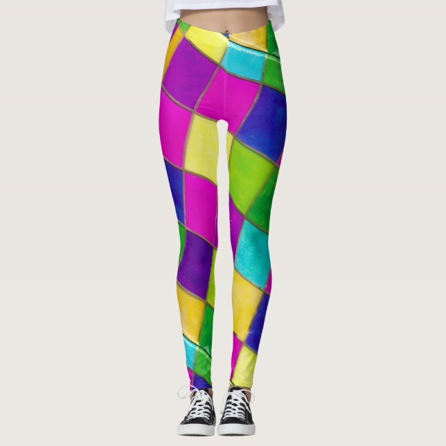 Farbenfrohe Schlange Leggins Stainglass (Vorderseite)
