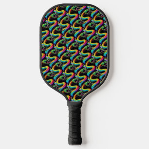 Farbenfrohe Schlangen-Illustration Pickleball Schläger