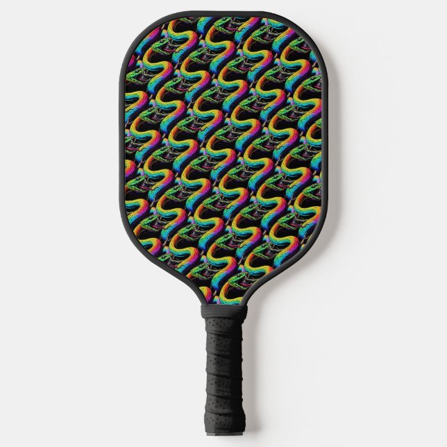 Farbenfrohe Schlangen-Illustration Pickleball Schläger (Vorderseite)