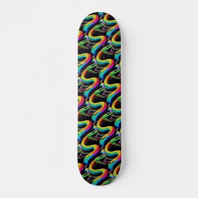 Farbenfrohe Schlangen-Illustration Skateboard (Vorne)