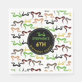 Farbenfrohe Schlangen Python Reptile Geburtstagspa Serviette