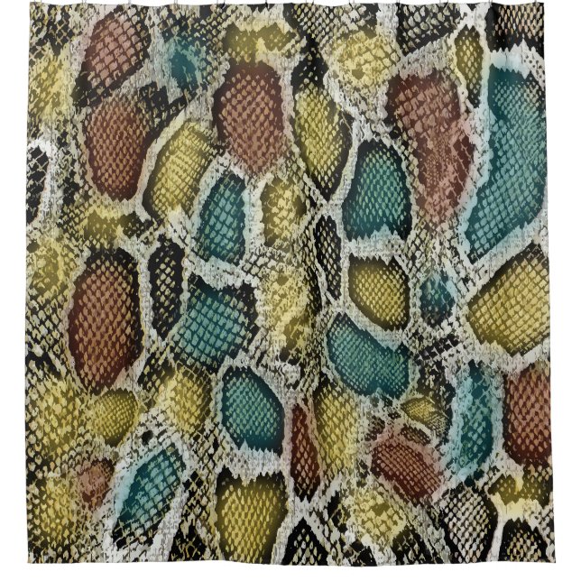 Farbenfrohe Schlangenhaut: nahtloses Design. Duschvorhang (Vorderseite)