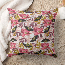 Farbenfrohe Schmetterling- und Mohnart Kissen