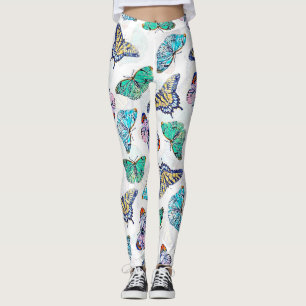 Farbenfrohe Schmetterlinge Aquarellmalerei Leggings