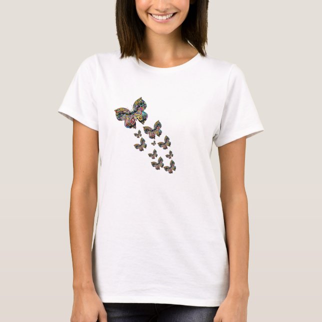 Farbenfrohe Schmetterlinge | Artistic Boho Flying  T-Shirt (Vorderseite)