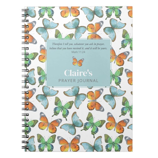 Farbenfrohe Schmetterlinge Custom Prayer Journal Notizblock (Vorderseite)
