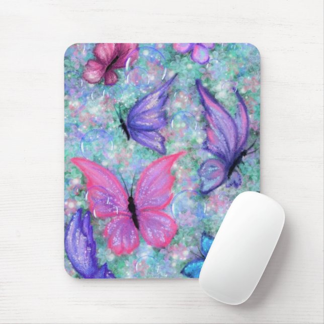 Farbenfrohe Schmetterlinge fliegen - Freude Mousepad (Mit Mouse)