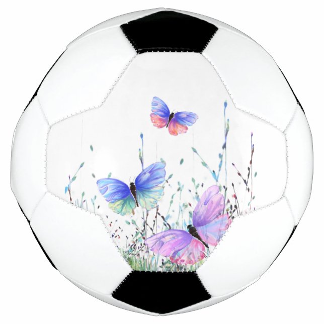 Farbenfrohe Schmetterlinge Fliegender Fußballball  Fußball (Vorderseite)