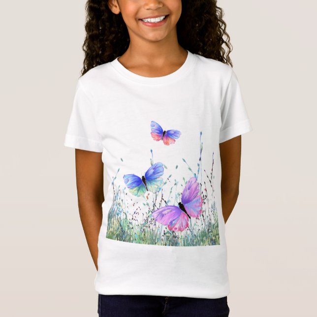 Farbenfrohe Schmetterlinge Fliegender T - Shirt (Vorderseite)