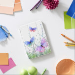 Farbenfrohe Schmetterlinge Flying iPad Air Cover S<br><div class="desc">Spring Joy - Bunte Schmetterlinge fliegen in der Natur Wasserfarbe Schmetterling und Blume - Wählen / Fügen Sie Ihren Lieblingstext / Farbe - Machen Sie Ihr einzigartiges Geschenk - Vergrössern und verschieben oder entfernen und fügen Sie Elemente mit Anpassungs-Tool! - Zeichn und Design von MIGNED. Sie können meine Designs auch...</div>