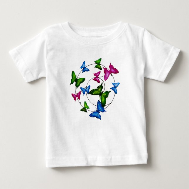 Farbenfrohe Schmetterlinge für Kleinkind-Ruffle-T- Baby T-shirt (Vorderseite)
