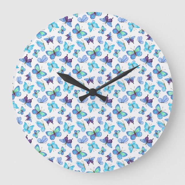 Farbenfrohe Schmetterlinge Große Wanduhr (Vorderseite)