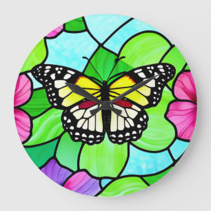 Farbenfrohe Schmetterlinge Große Wanduhr