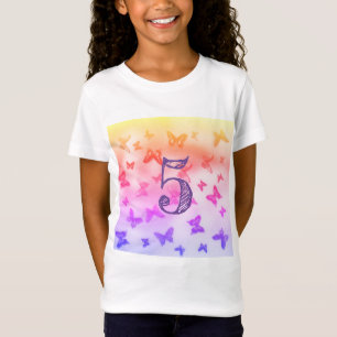 Farbenfrohe Schmetterlinge Herz 5th Birthday Girl T-Shirt