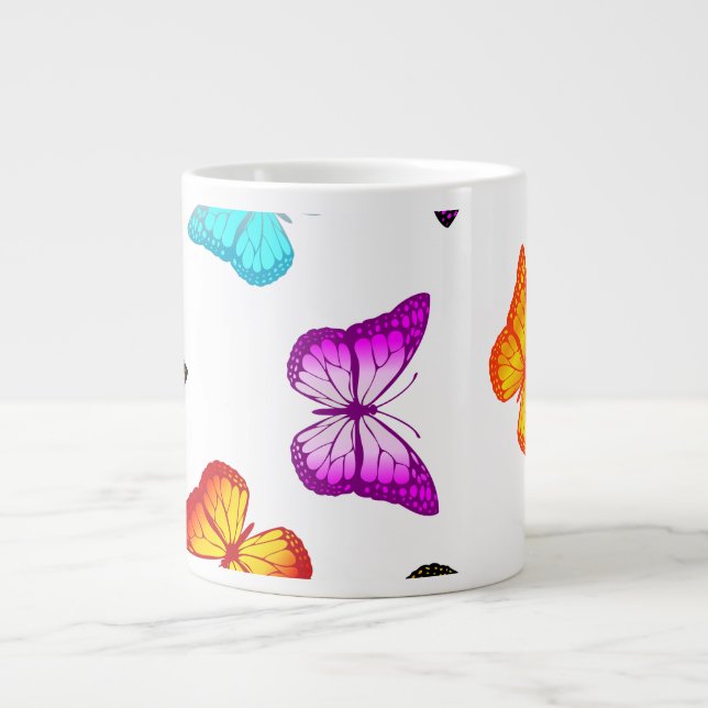 Farbenfrohe Schmetterlinge Jumbo-Tasse (Vorderseite)