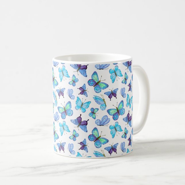 Farbenfrohe Schmetterlinge Kaffeetasse (VorderseiteRechts)