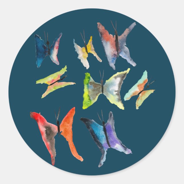 Farbenfrohe Schmetterlinge, klassisch runden Runder Aufkleber (Vorderseite)