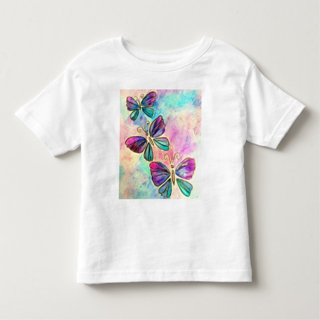 Farbenfrohe Schmetterlinge Kleinkind-T - Shirt (Vorderseite)