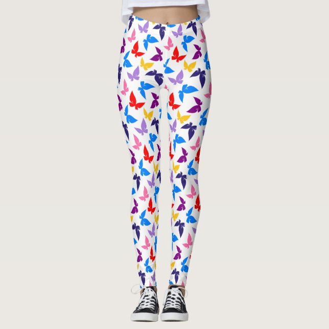 Farbenfrohe Schmetterlinge Leggings (Vorderseite)