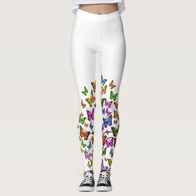 Farbenfrohe Schmetterlinge Leggings (Vorderseite)