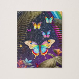 Farbenfrohe Schmetterlinge Regenbogen in einem Mag Puzzle