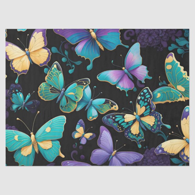 Farbenfrohe Schmetterlinge Seidenpapier (Vorderseite)
