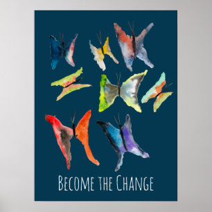 Farbenfrohe Schmetterlinge Slogan Poster