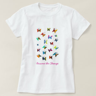 Farbenfrohe Schmetterlinge Slogan T - Shirt
