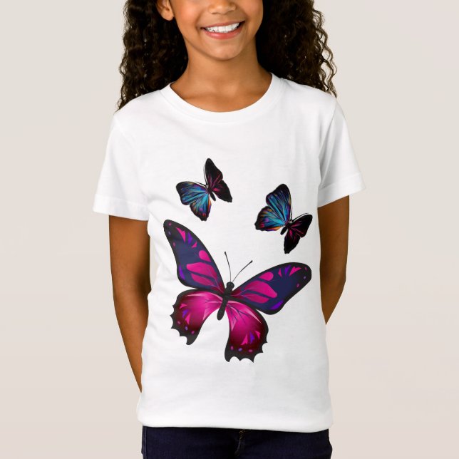 Farbenfrohe Schmetterlinge T-Shirt (Vorderseite)