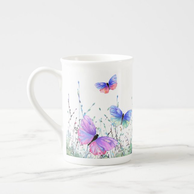Farbenfrohe Schmetterlinge Tasse Geschenk Frühjahr (Links)