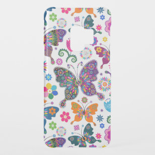 Farbenfrohe Schmetterlinge und Blume Muster Uncommon Samsung Galaxy S9 Hülle