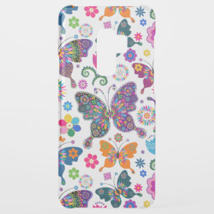 Farbenfrohe Schmetterlinge und Blume Muster Uncommon Samsung Galaxy S9 Plus Hülle