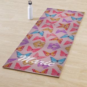Farbenfrohe Schmetterlinge Yogamatte