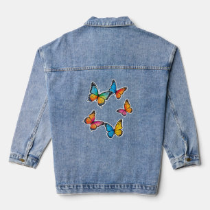 Farbenfrohe Schmetterlingsdarstellung Jeansjacke