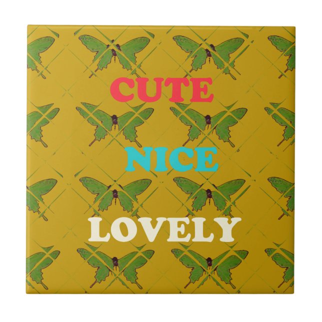 Farbenfrohe Schmetterlingsdekoration: Niedlich, sc Fliese (Vorderseite)